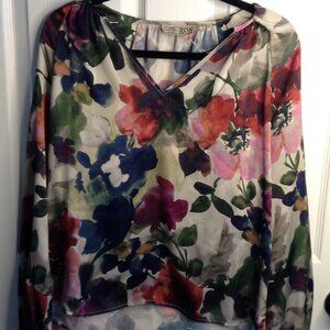 VTG Go by Go Silk "S" Floral, Long sleeve Silk Blouse, Vivid Colors, Quiet Lux
